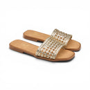 Women Gold Cutout Slide Slipper
