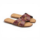 Burgundy Studded Crossover Flat Slipper