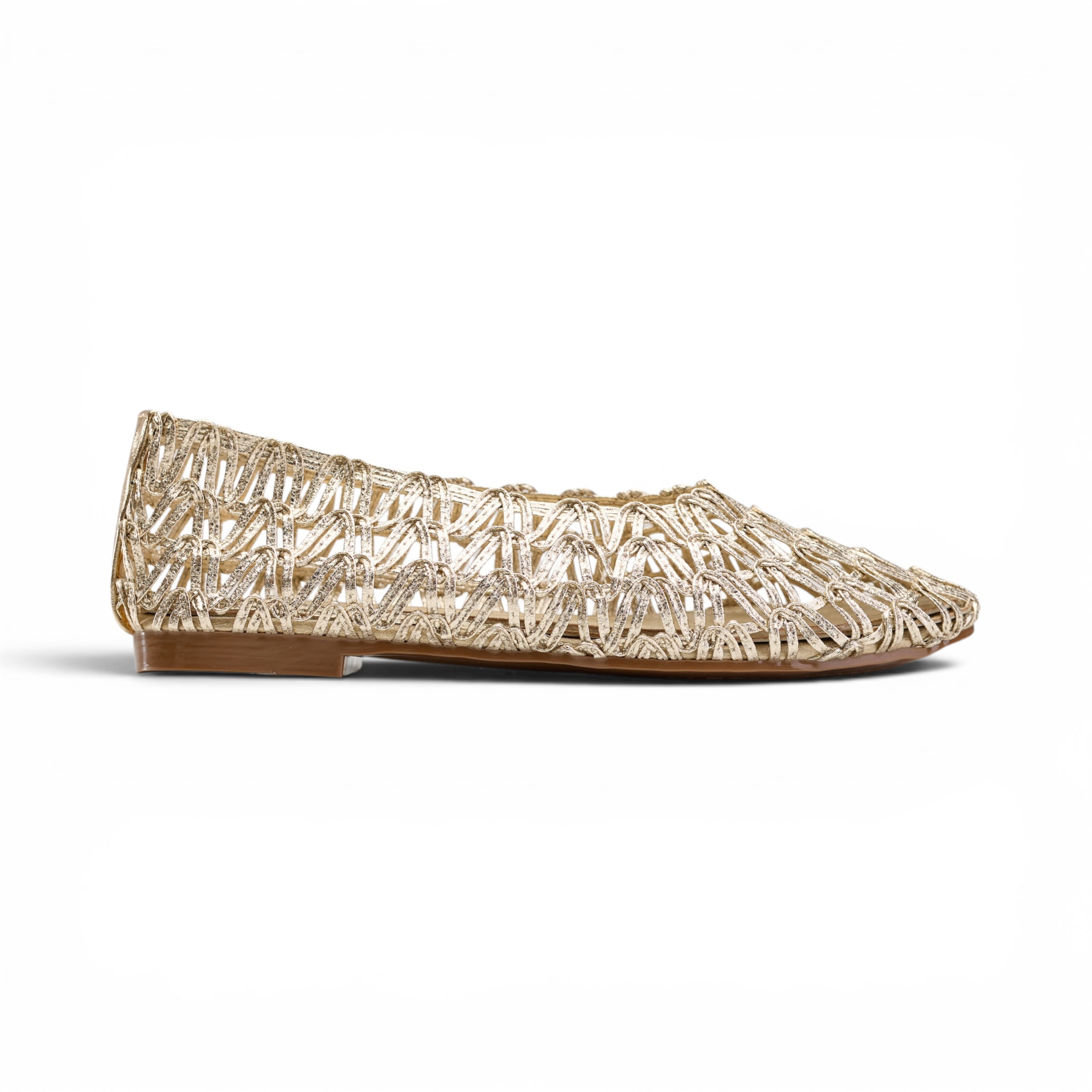 Gold Crochet Mesh Ballet Flats