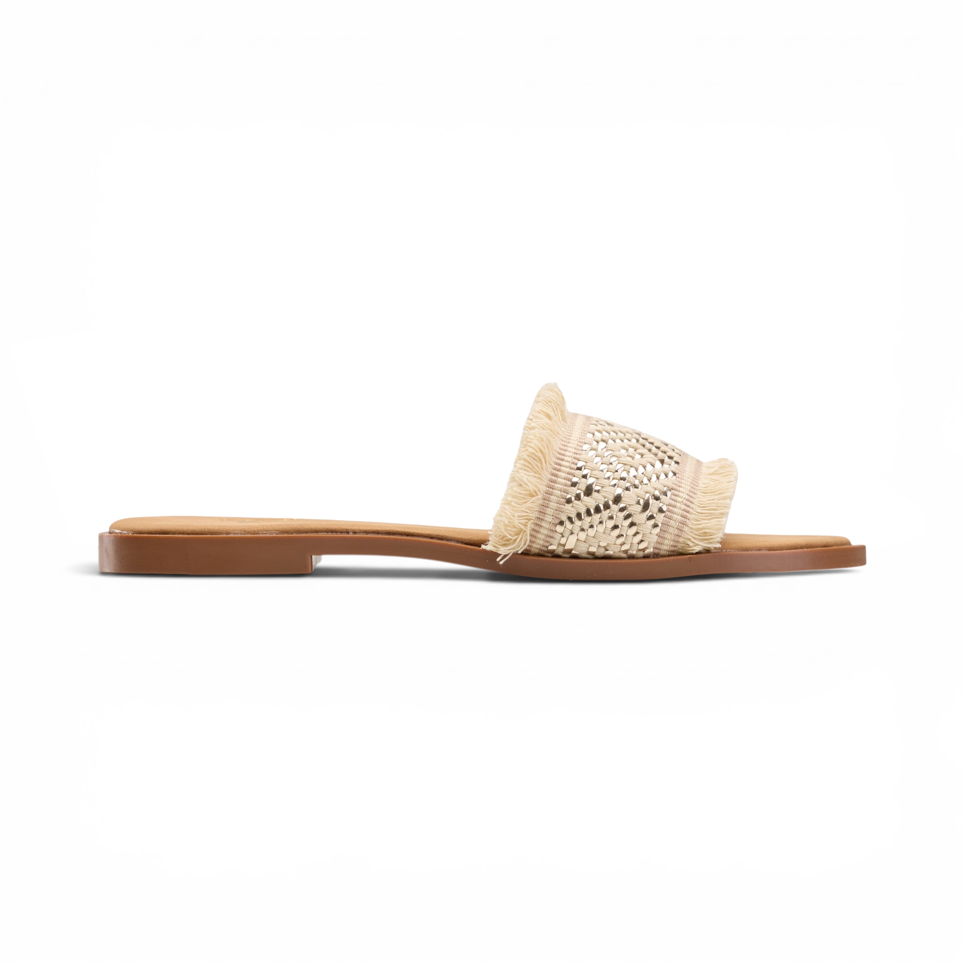 Women Gold Fringe Slide Slipper