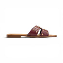 Burgundy Studded Crossover Flat Slipper