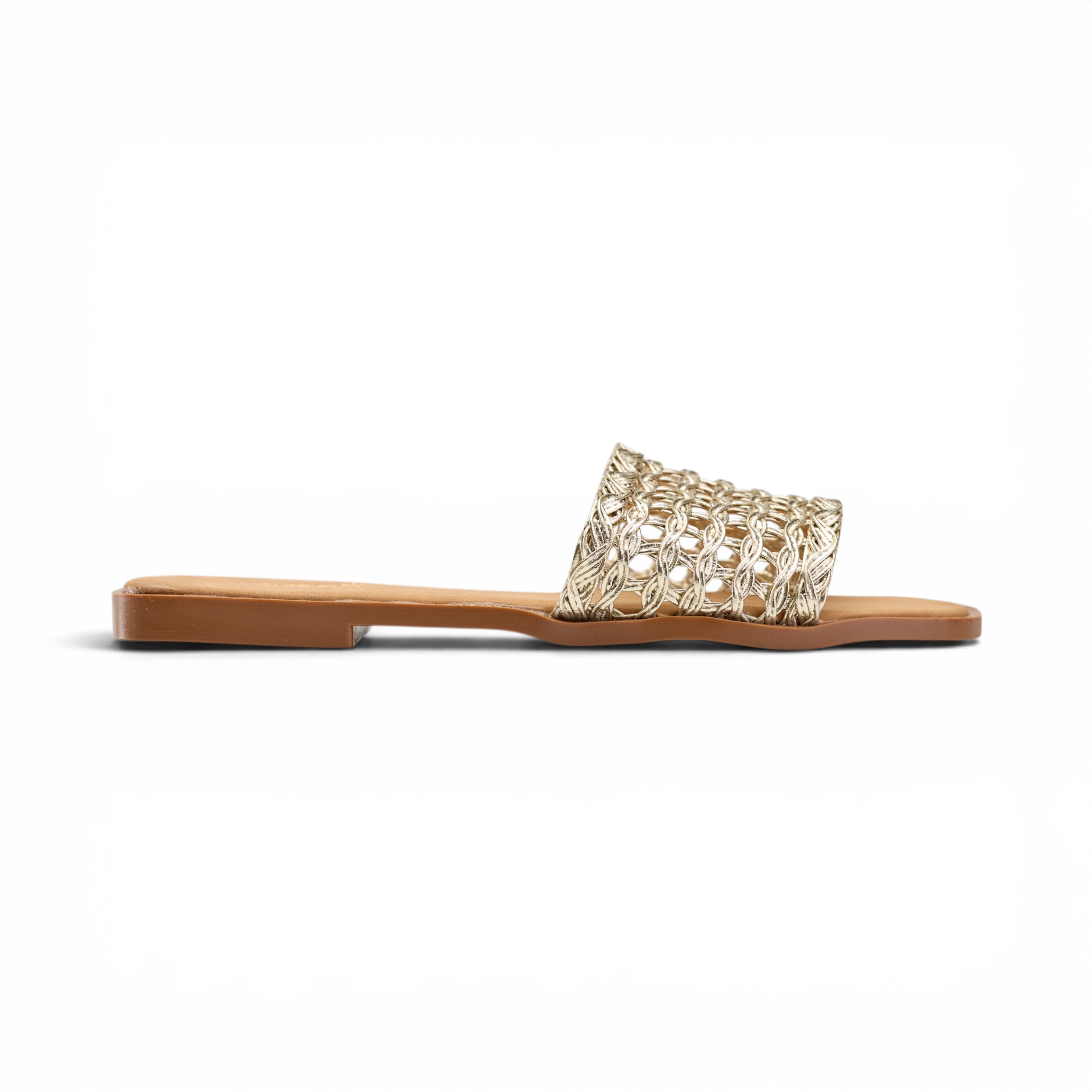 Women Gold Cutout Slide Slipper