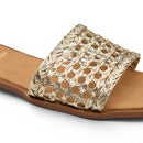 Women Gold Cutout Slide Slipper