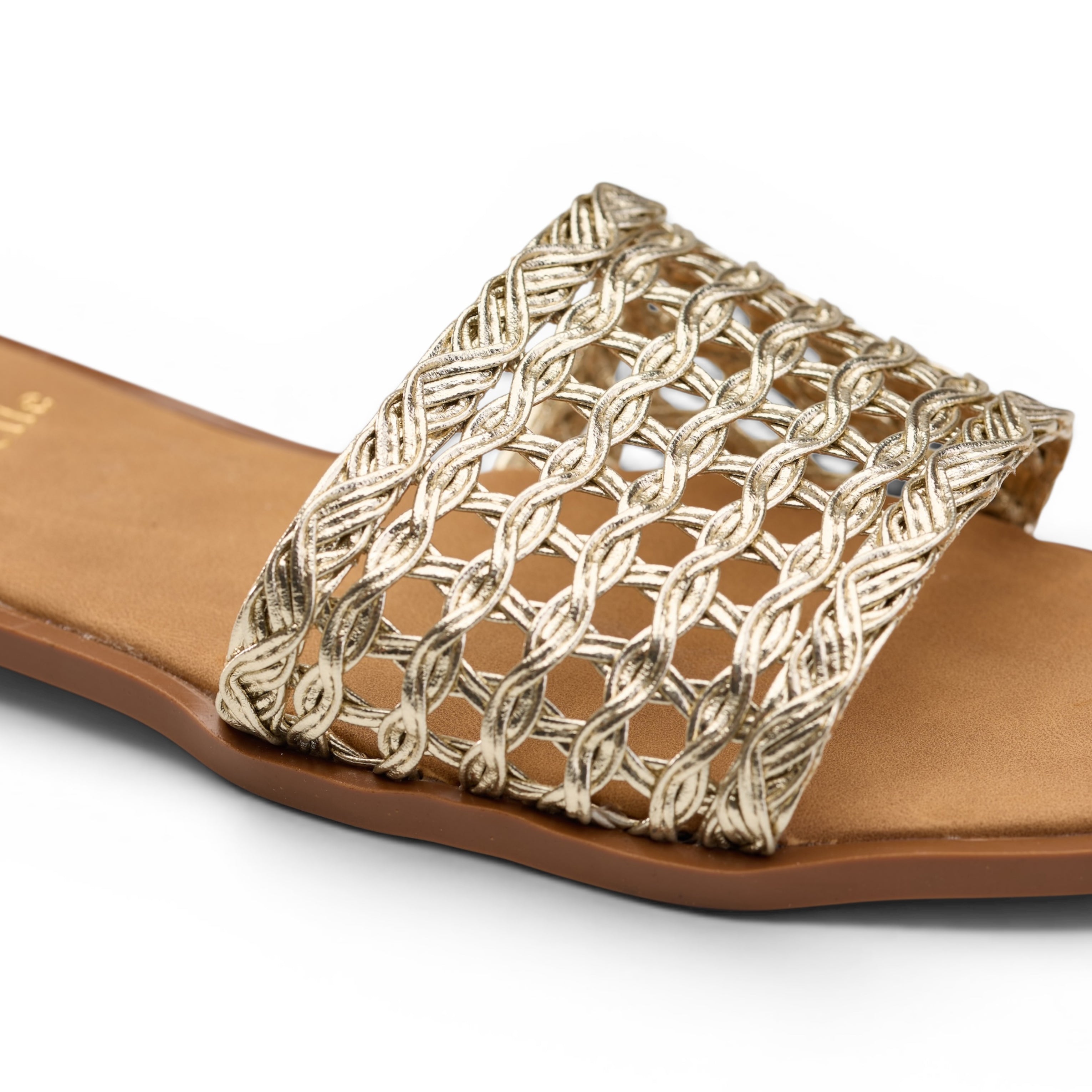 Women Gold Cutout Slide Slipper