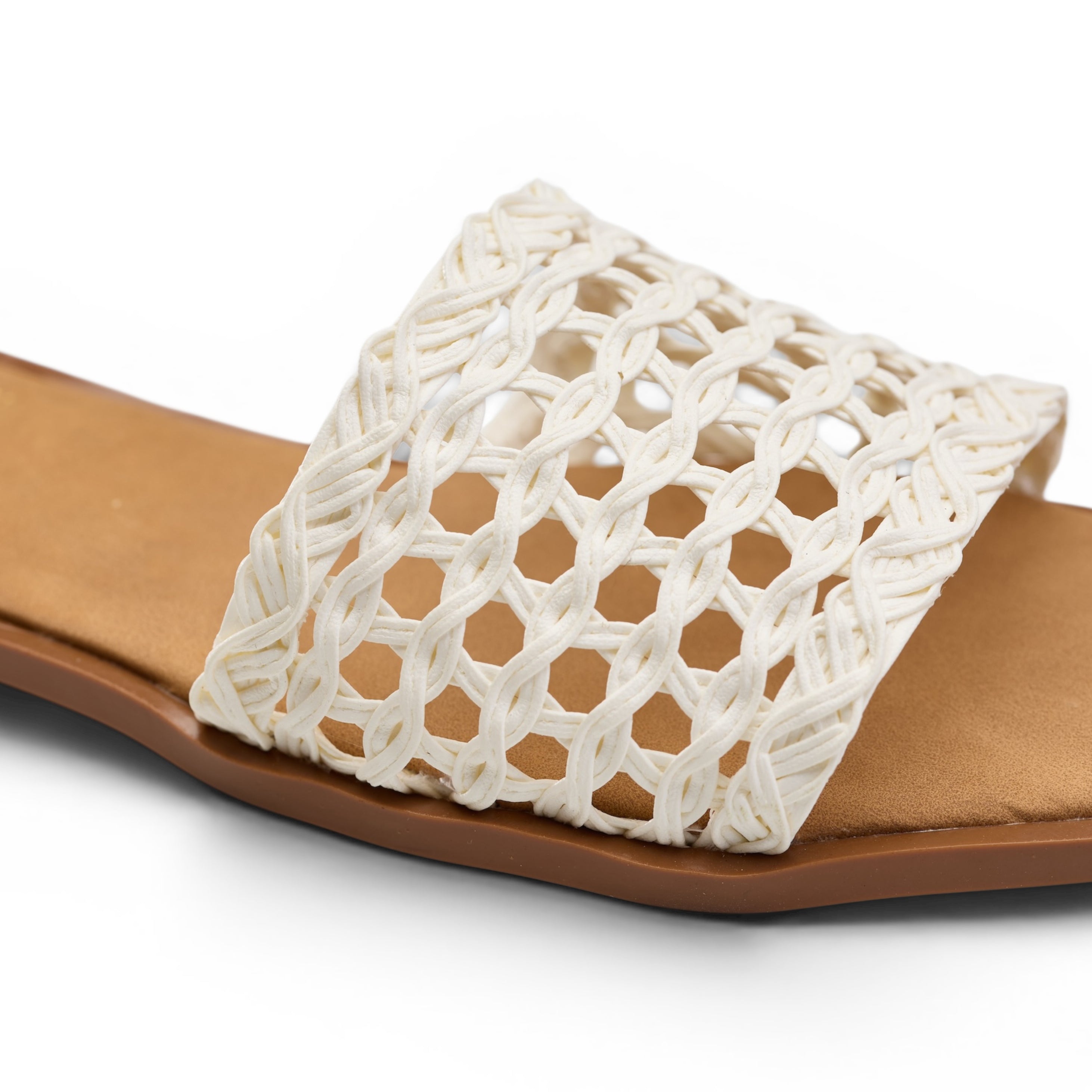 Women White Cutout Slide Slipper