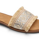 Women Silver Fringe Slide Slipper