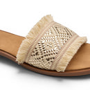 Women Gold Fringe Slide Slipper
