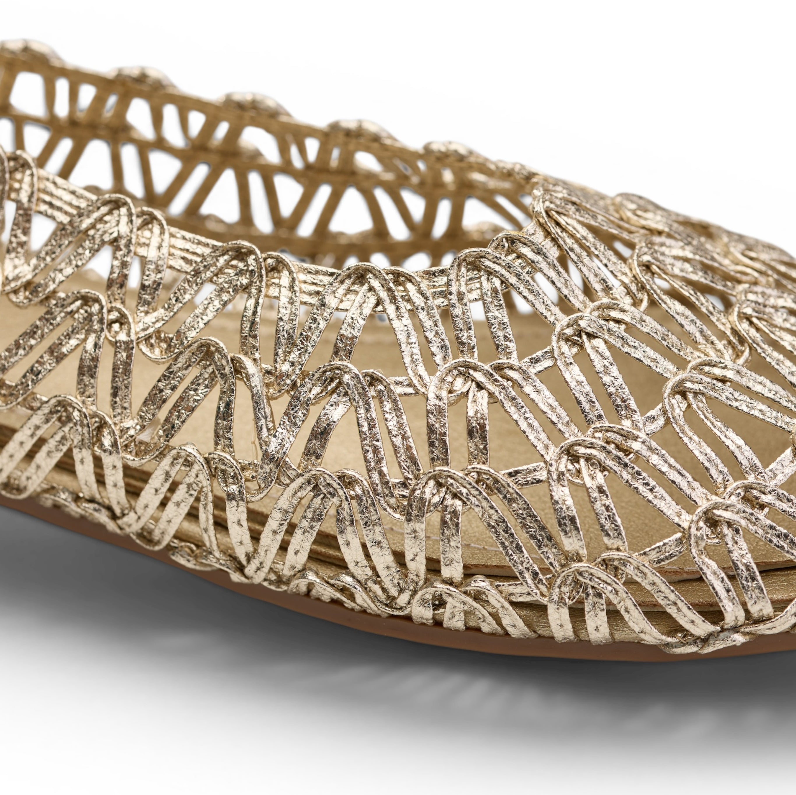 Gold Crochet Mesh Ballet Flats