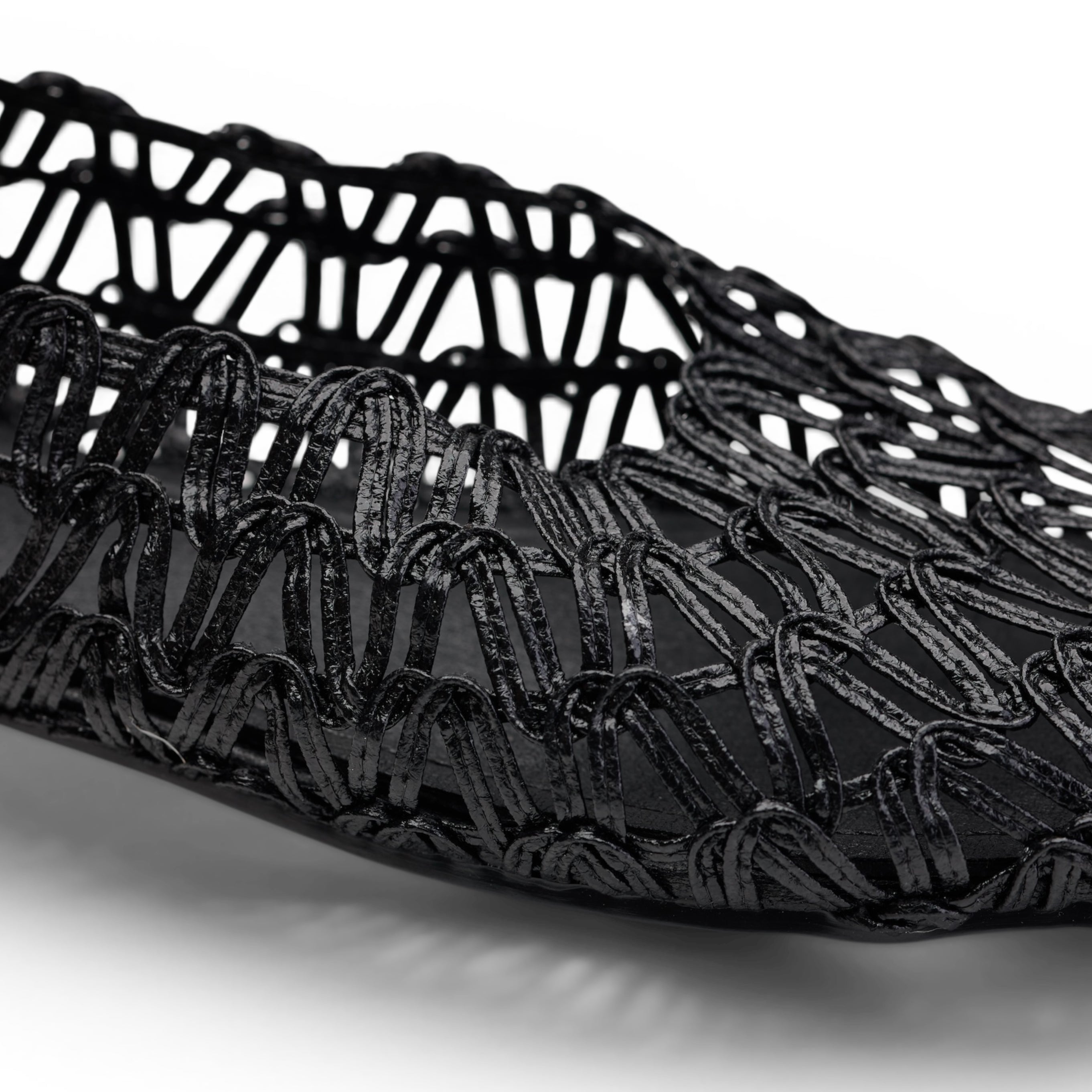 Black Crochet Mesh Ballet Flats
