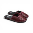 Burgundy Perforated Bow Mule