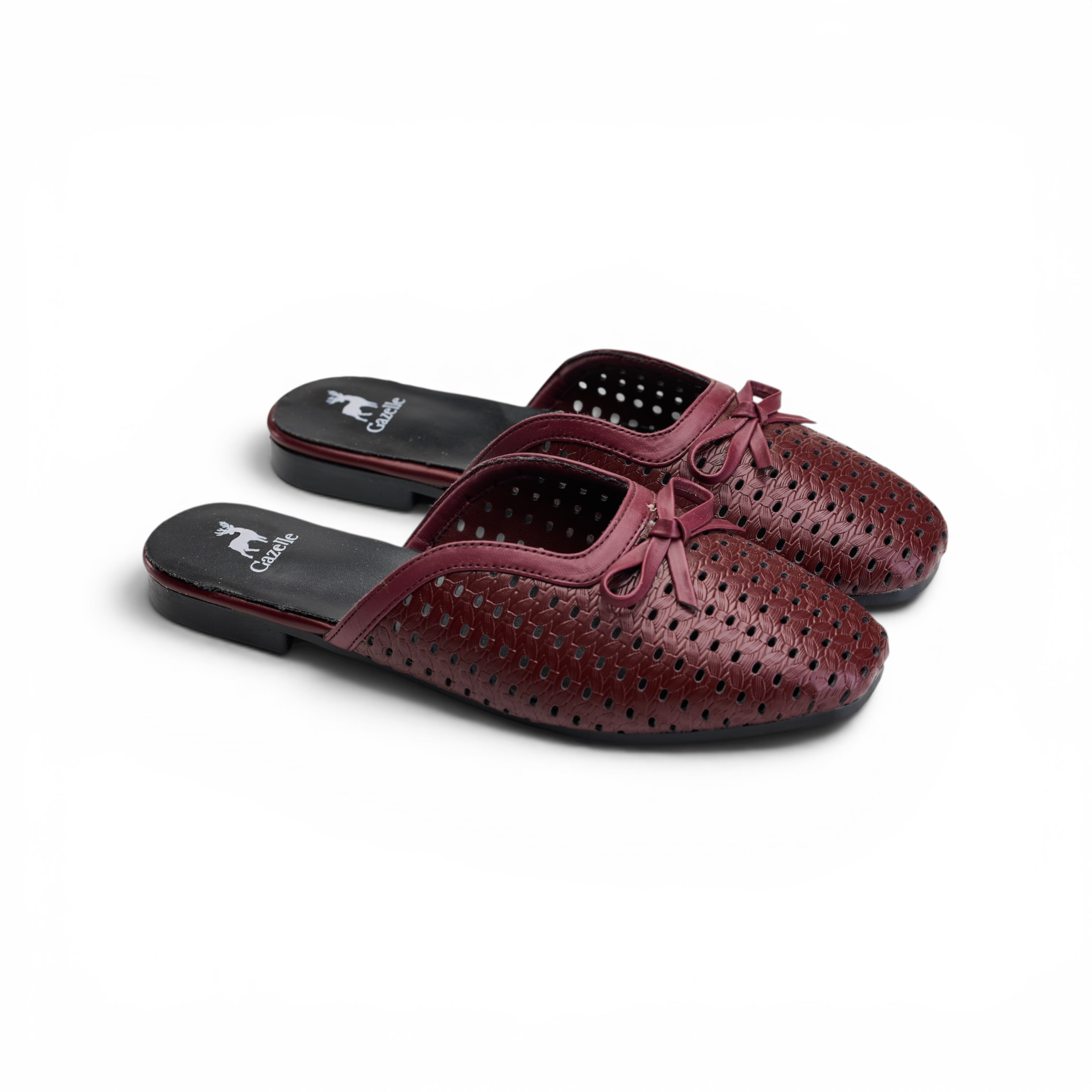 Burgundy Perforated Bow Mule