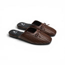 Brown Perforated Bow Mule