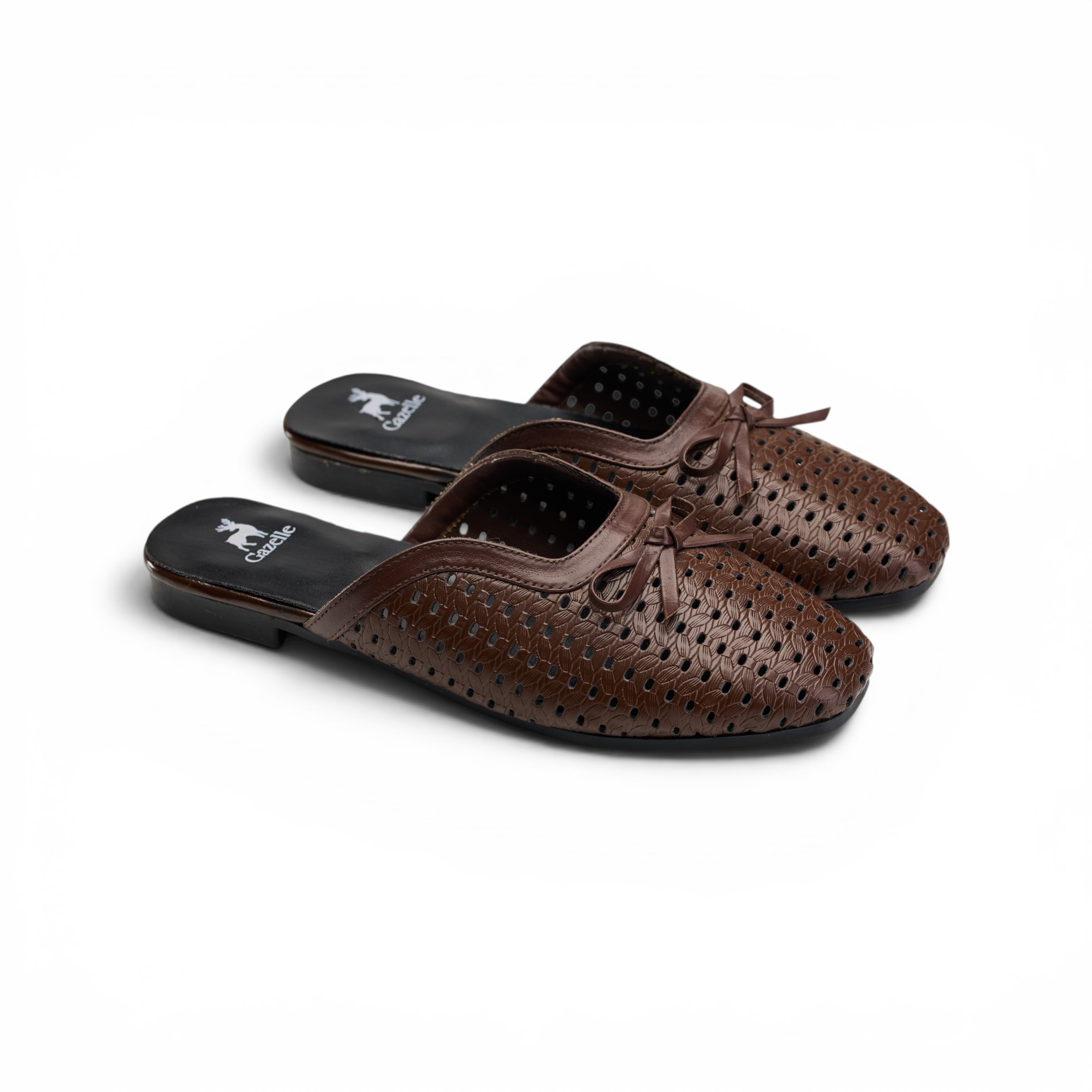 Brown Perforated Bow Mule