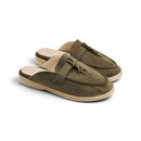 Olive Suede Key Charm Mule
