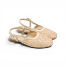 Beige Lace Slingback Flats