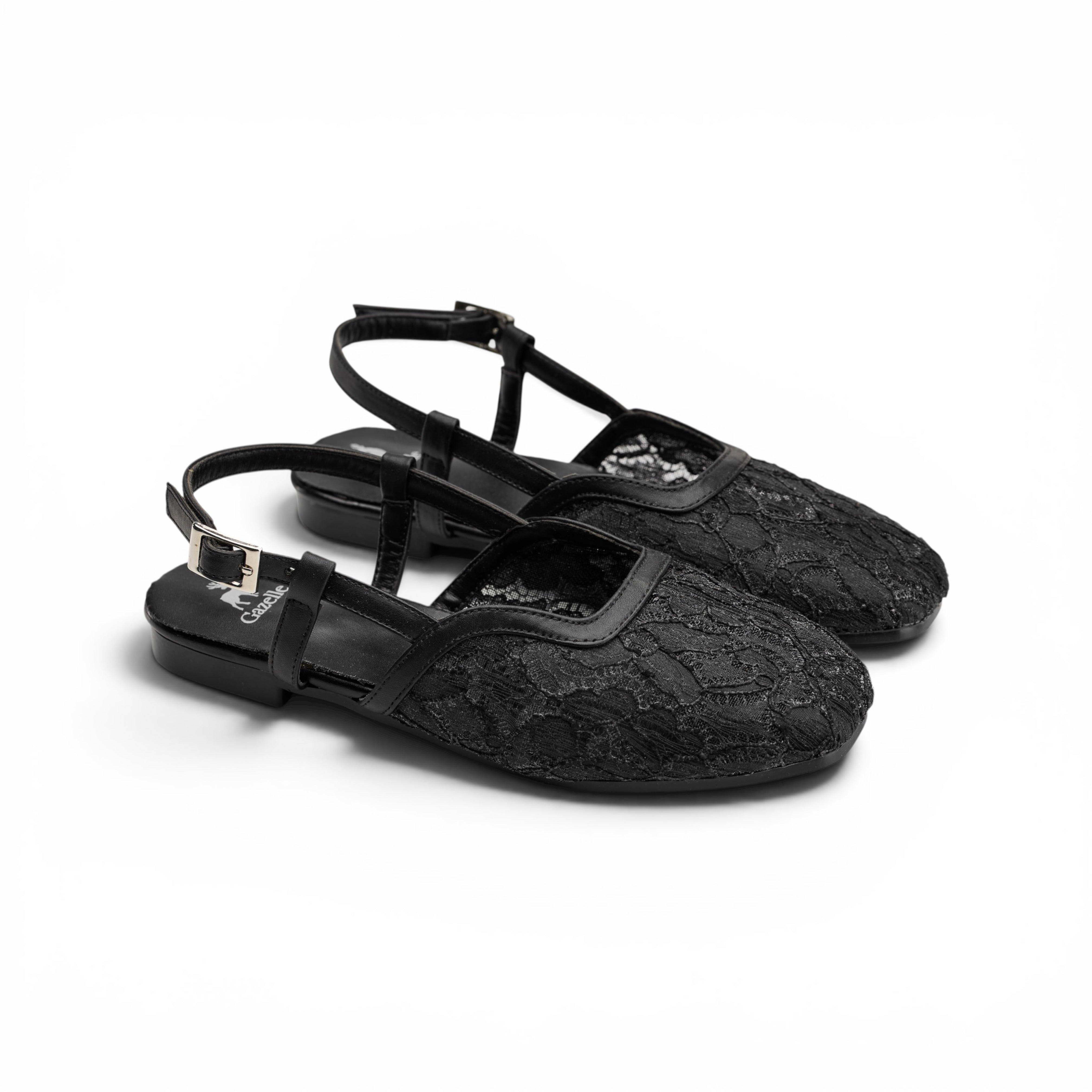 Black Lace Slingback Flats