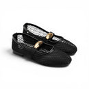 Black Mesh Buckle ballerina