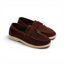 Women Brown Suede Tassel Loafers