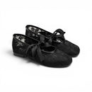 Women Black Floral Lace Bow Ballerina
