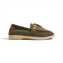 Women Olive Suede Tassel Loafers
