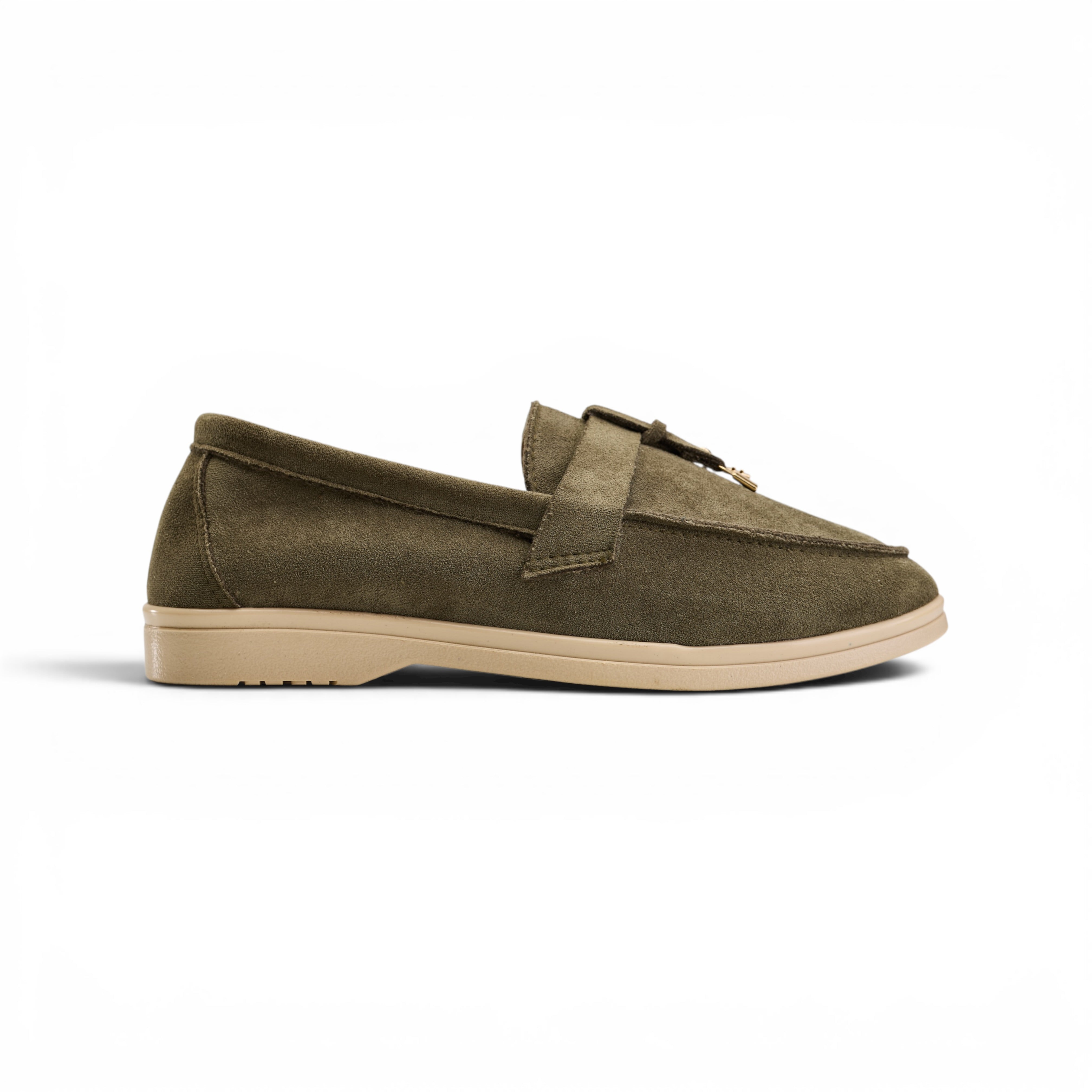 Women Olive Suede Tassel Loafers