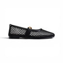 Black Mesh Buckle ballerina