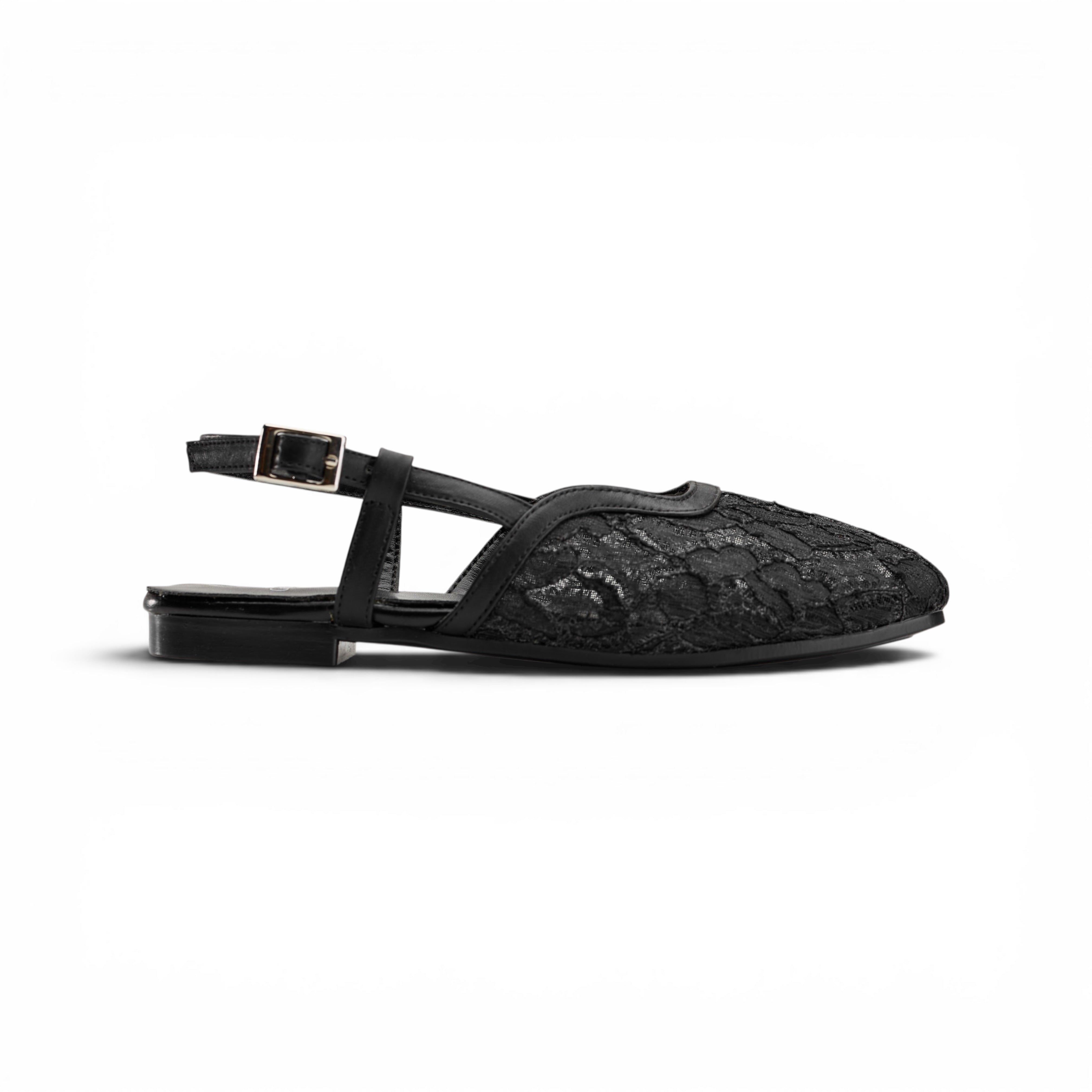 Black Lace Slingback Flats