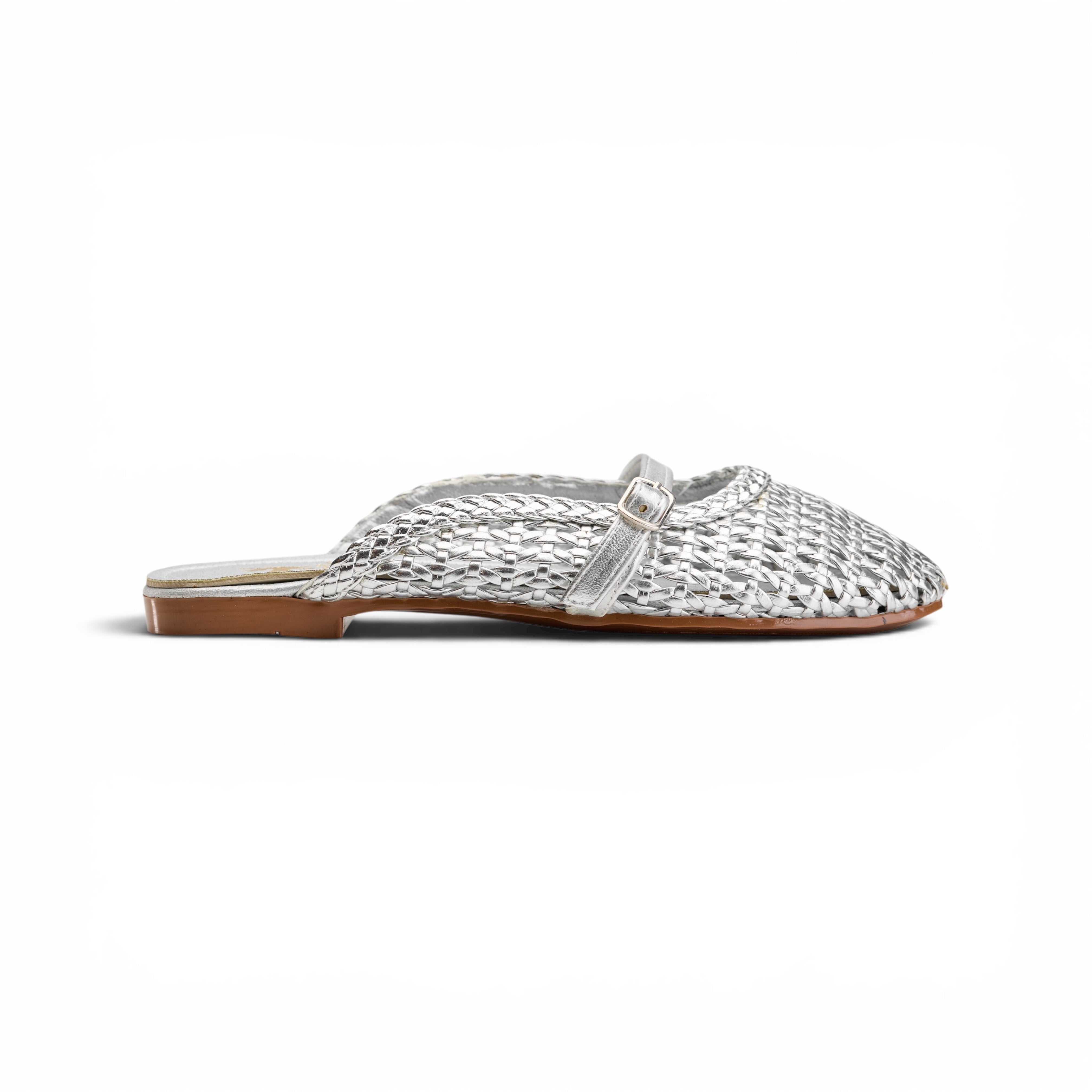Women Silver Buckle Mule