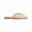 Beige Perforated Bow Mule