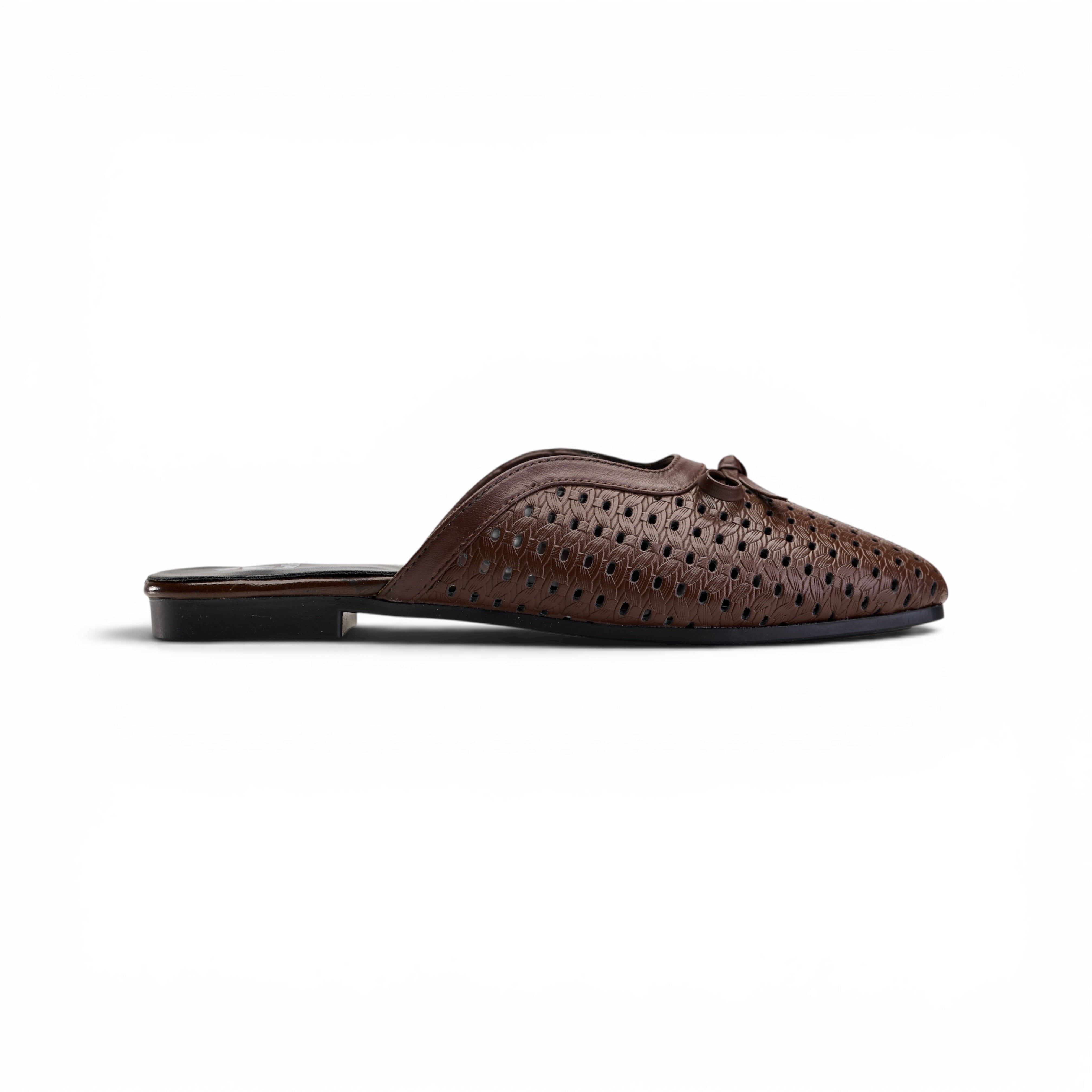 Brown Perforated Bow Mule