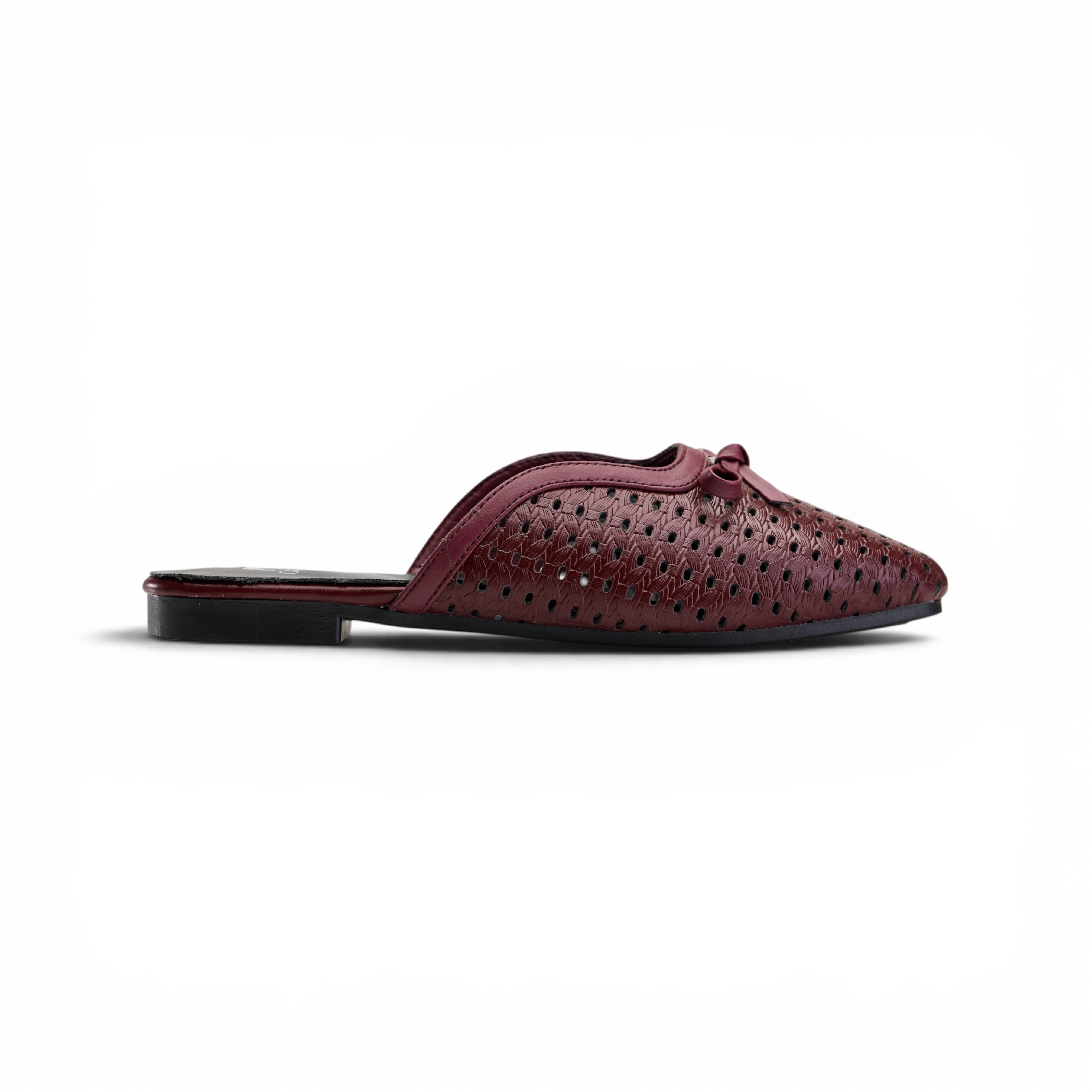 Burgundy Perforated Bow Mule