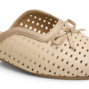 Beige Perforated Bow Mule