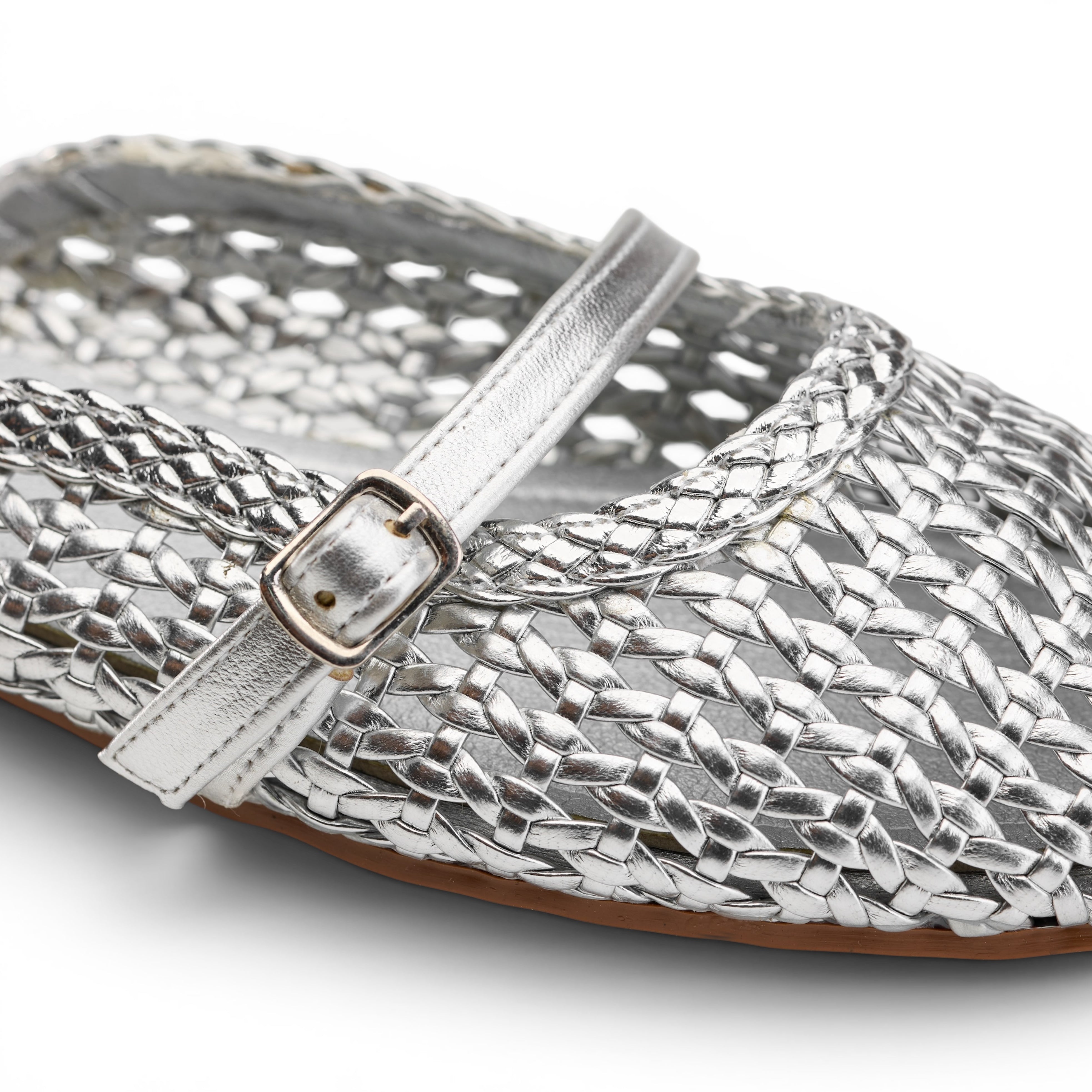 Women Silver Buckle Mule