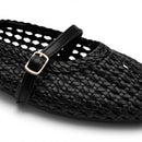 Women Black Buckle Mule