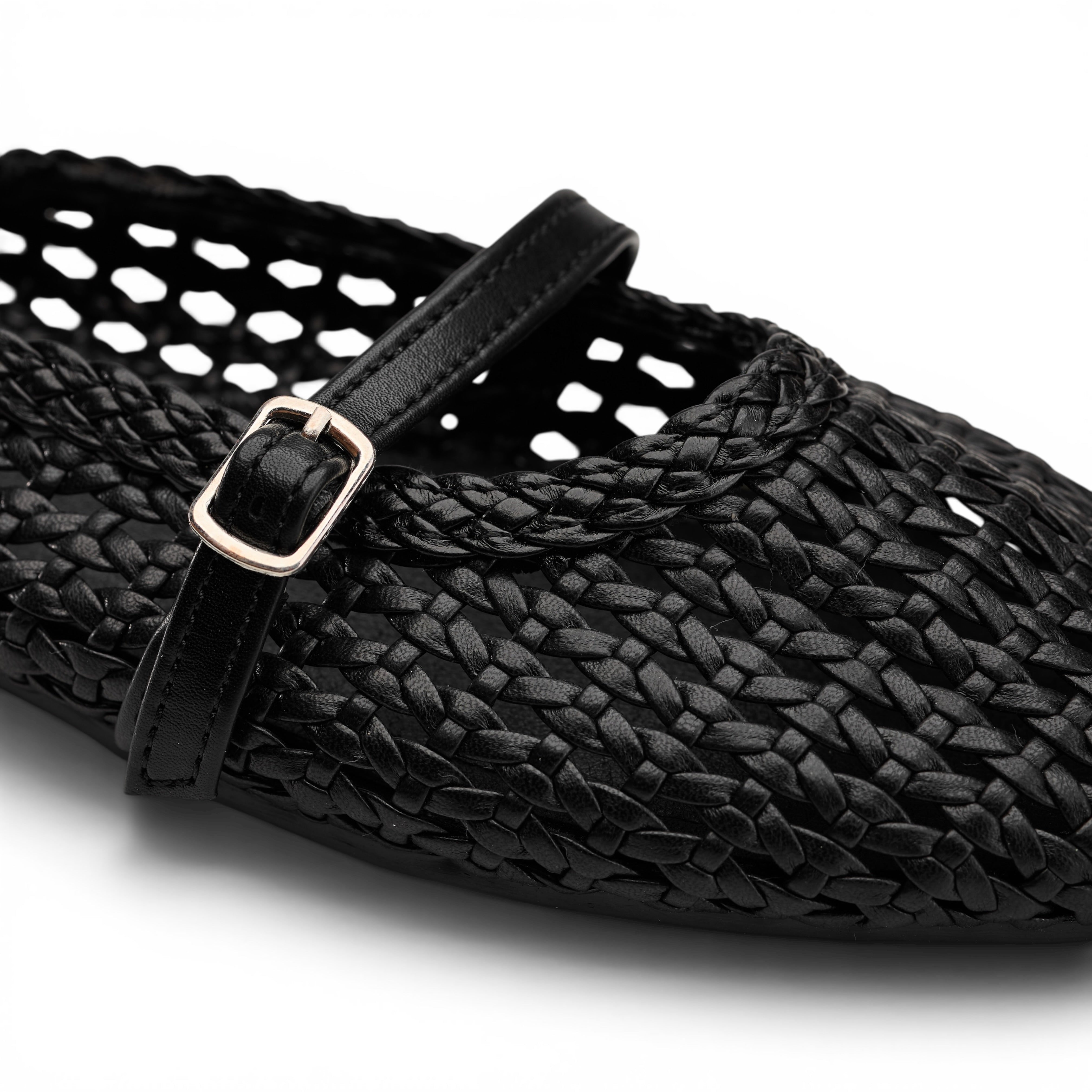Women Black Buckle Mule