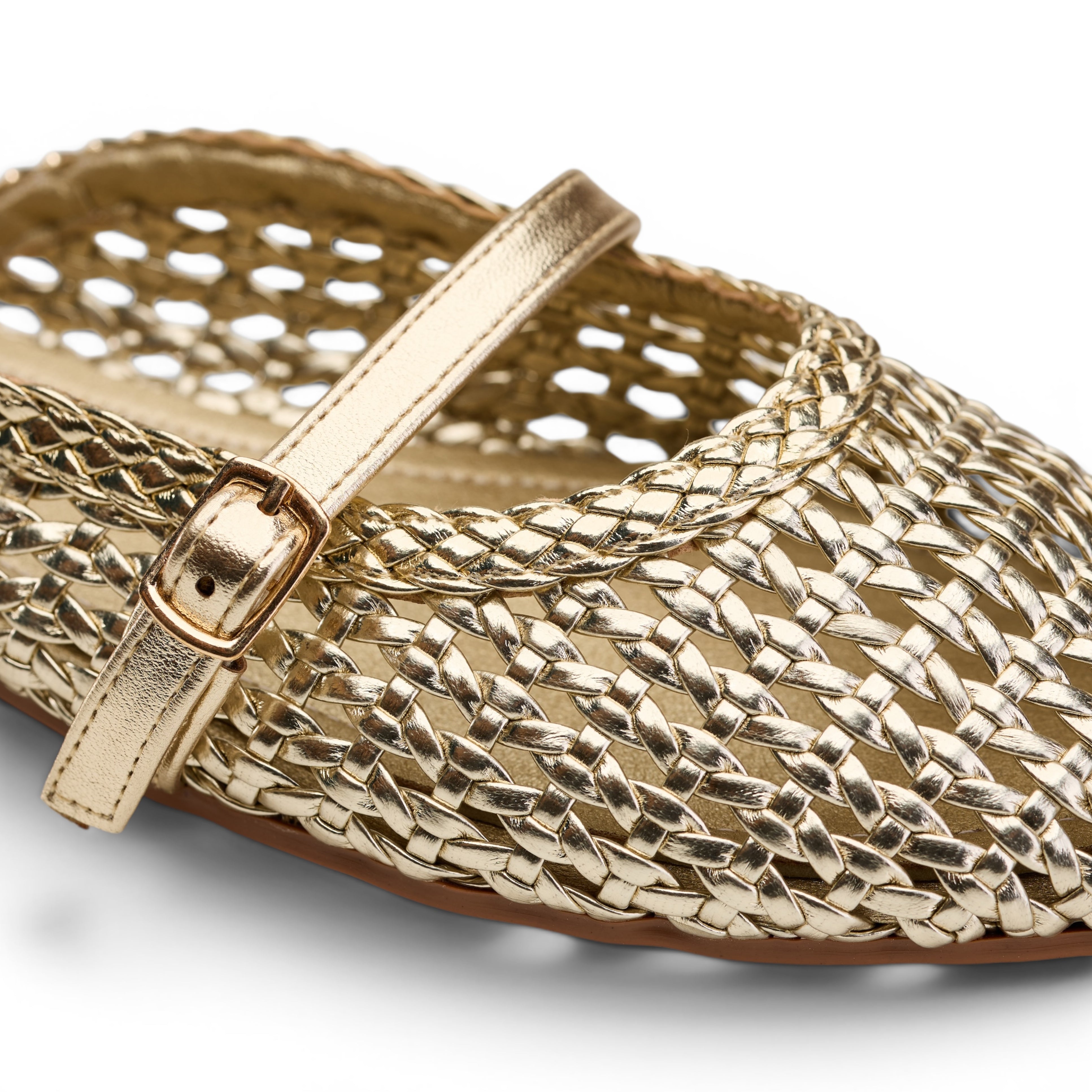 Women Gold Buckle Mule