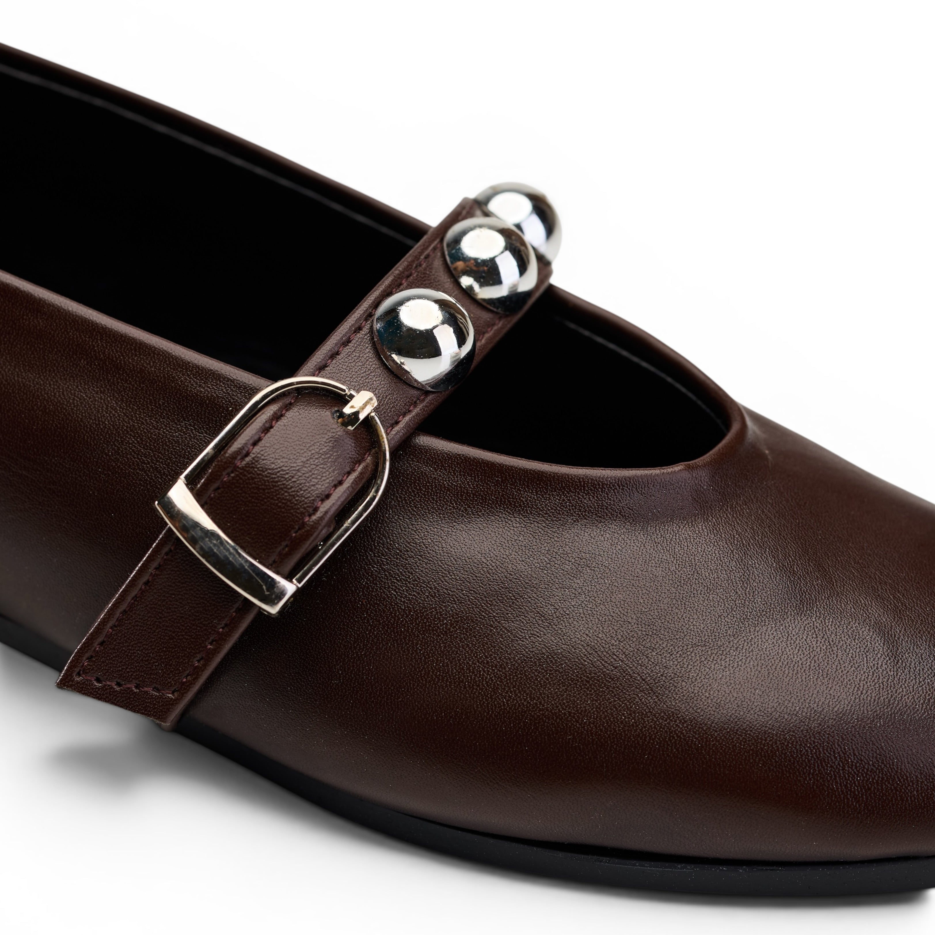 Women Brown Studded Ballerina