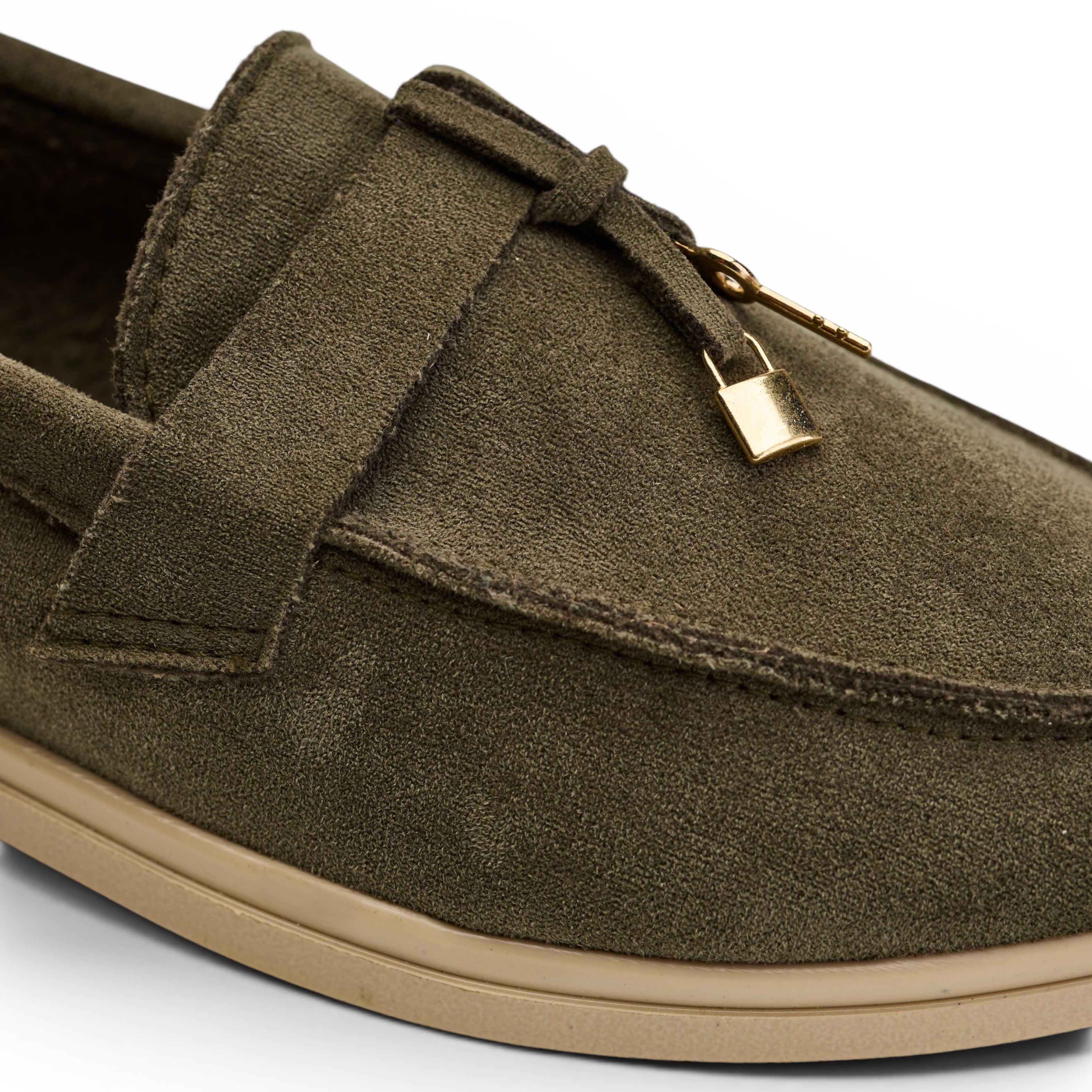 Women Olive Suede Tassel Loafers