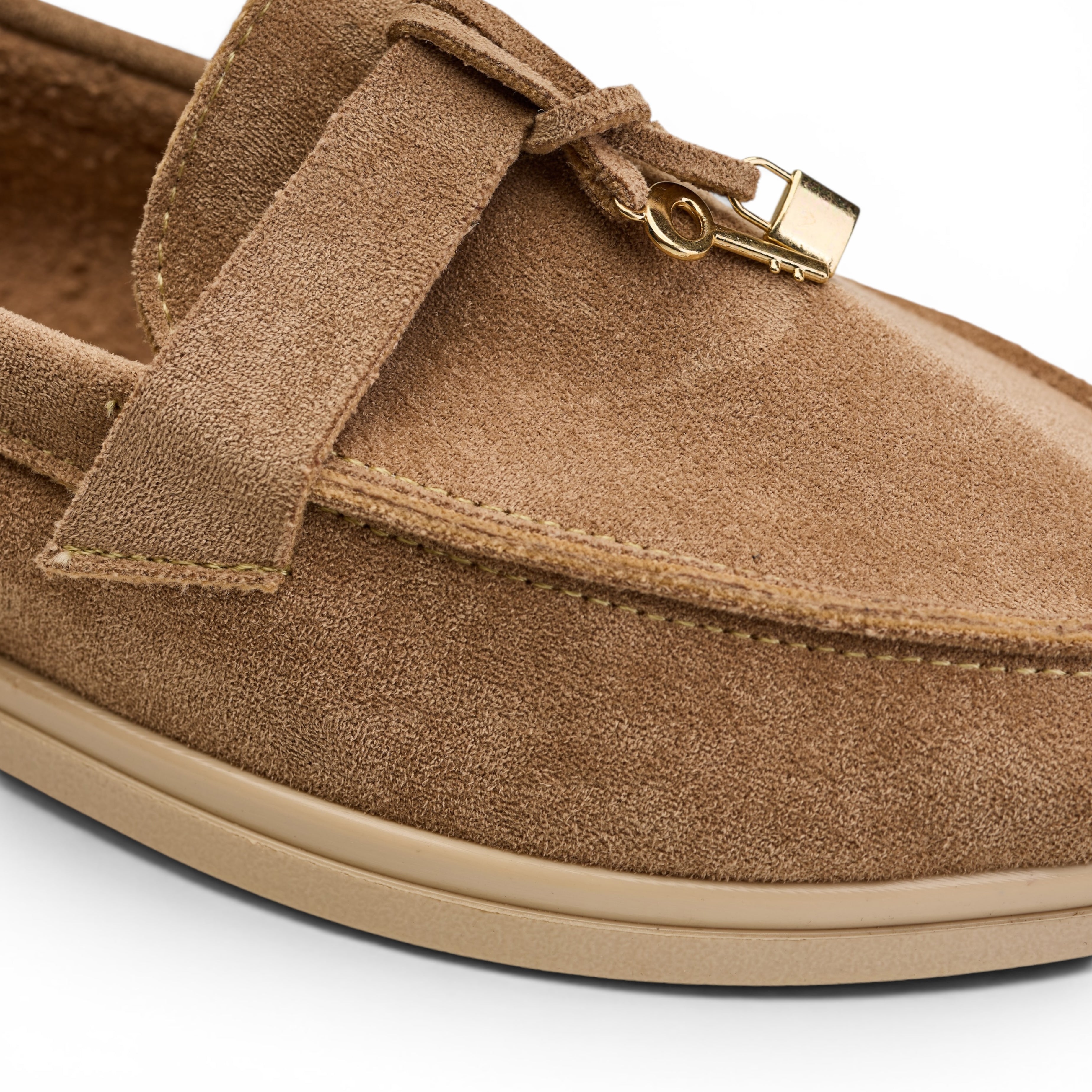 Women Beige Suede Tassel Loafers