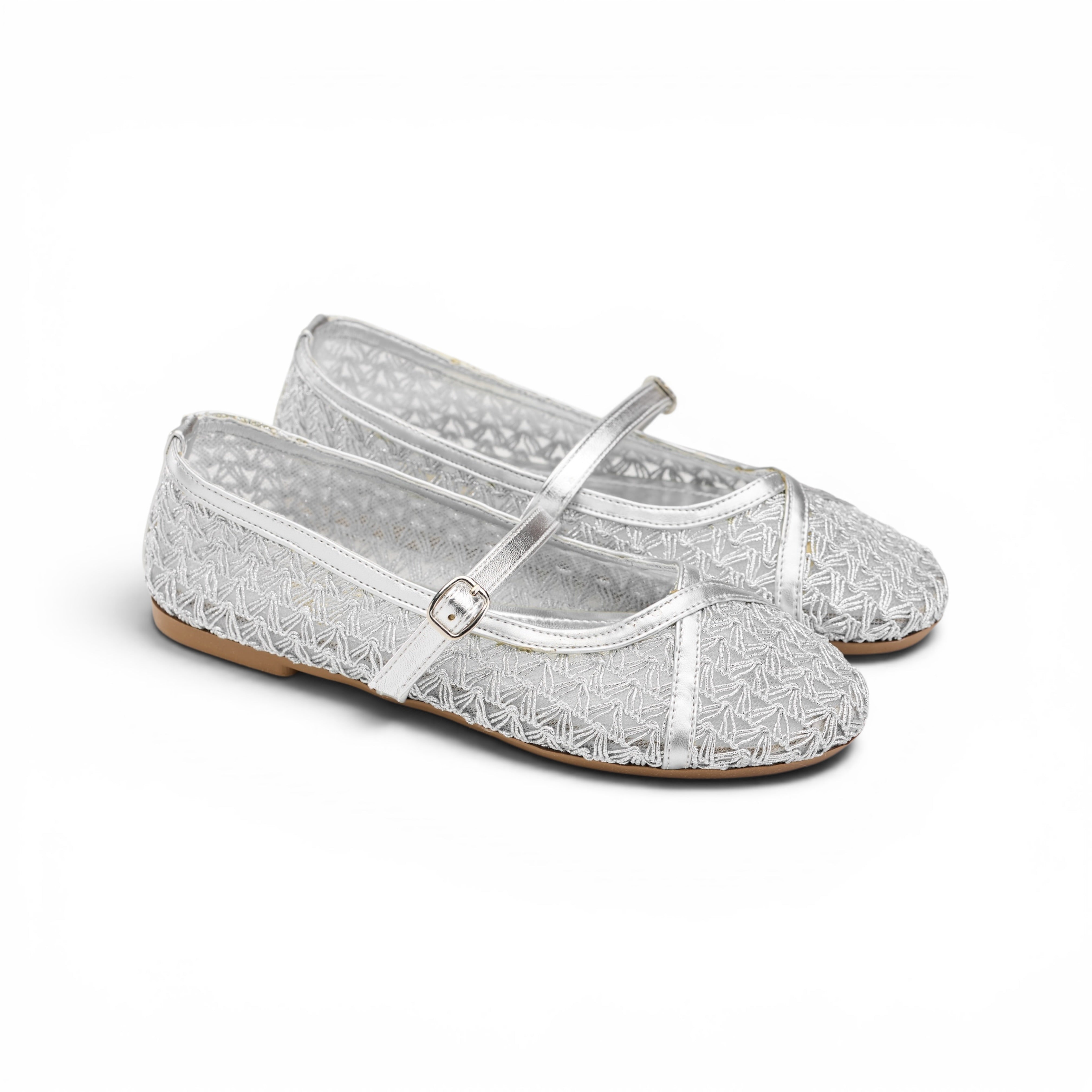 Silver Shimmer Mary Jane Ballet Flats