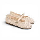 Beige Shimmer Mary Jane Ballet Flats