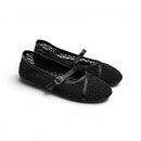 Black Shimmer Mary Jane Ballet Flats