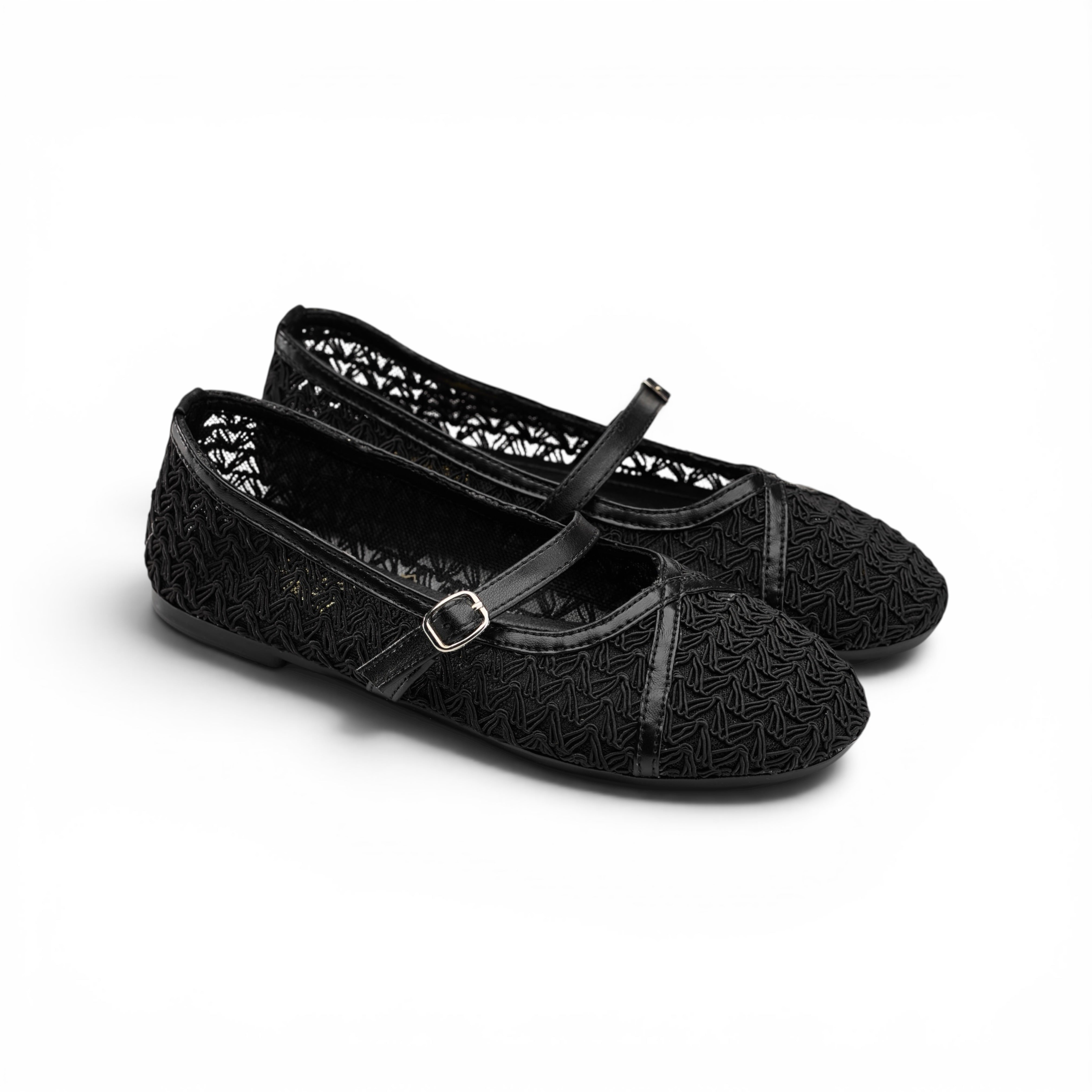 Black Shimmer Mary Jane Ballet Flats