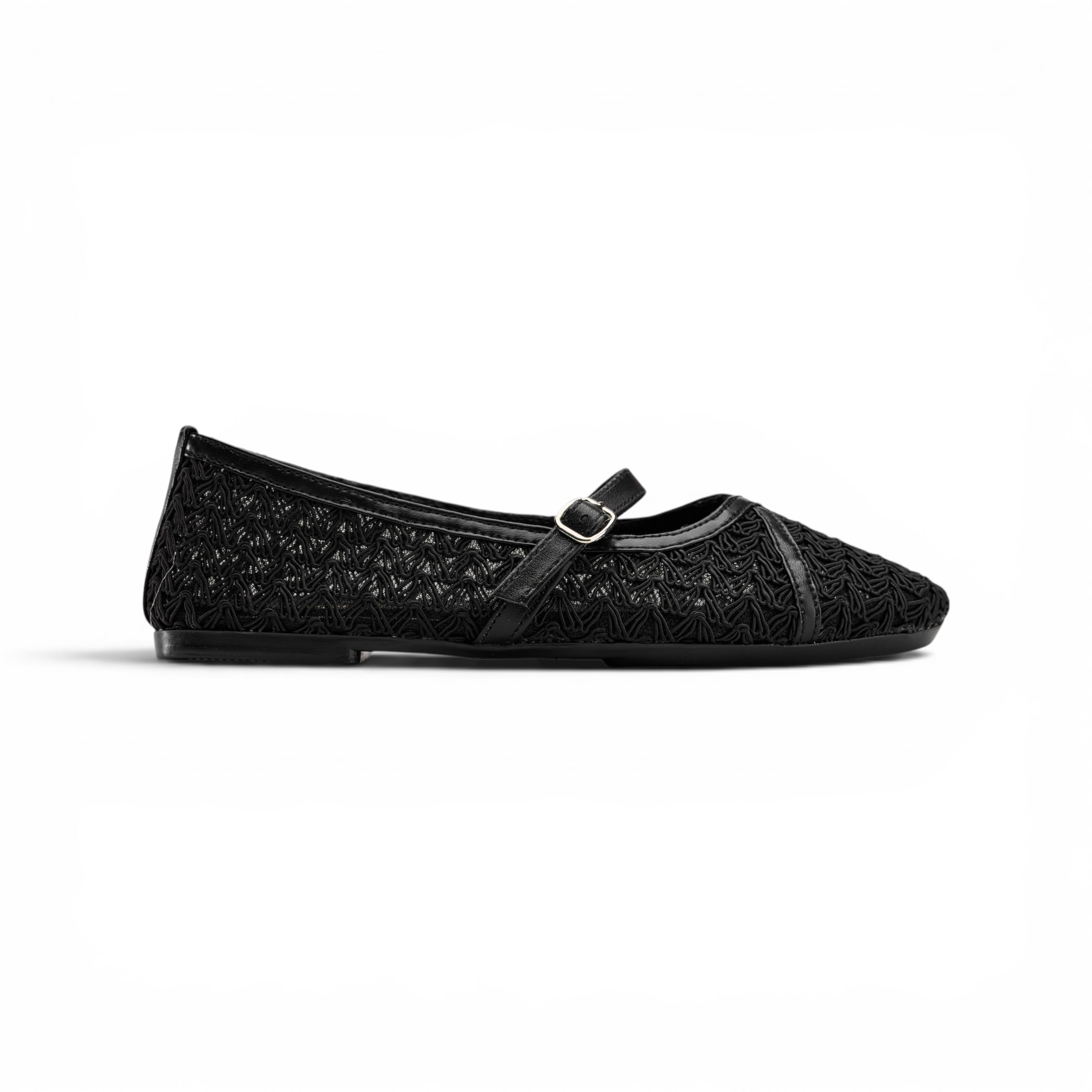 Black Shimmer Mary Jane Ballet Flats
