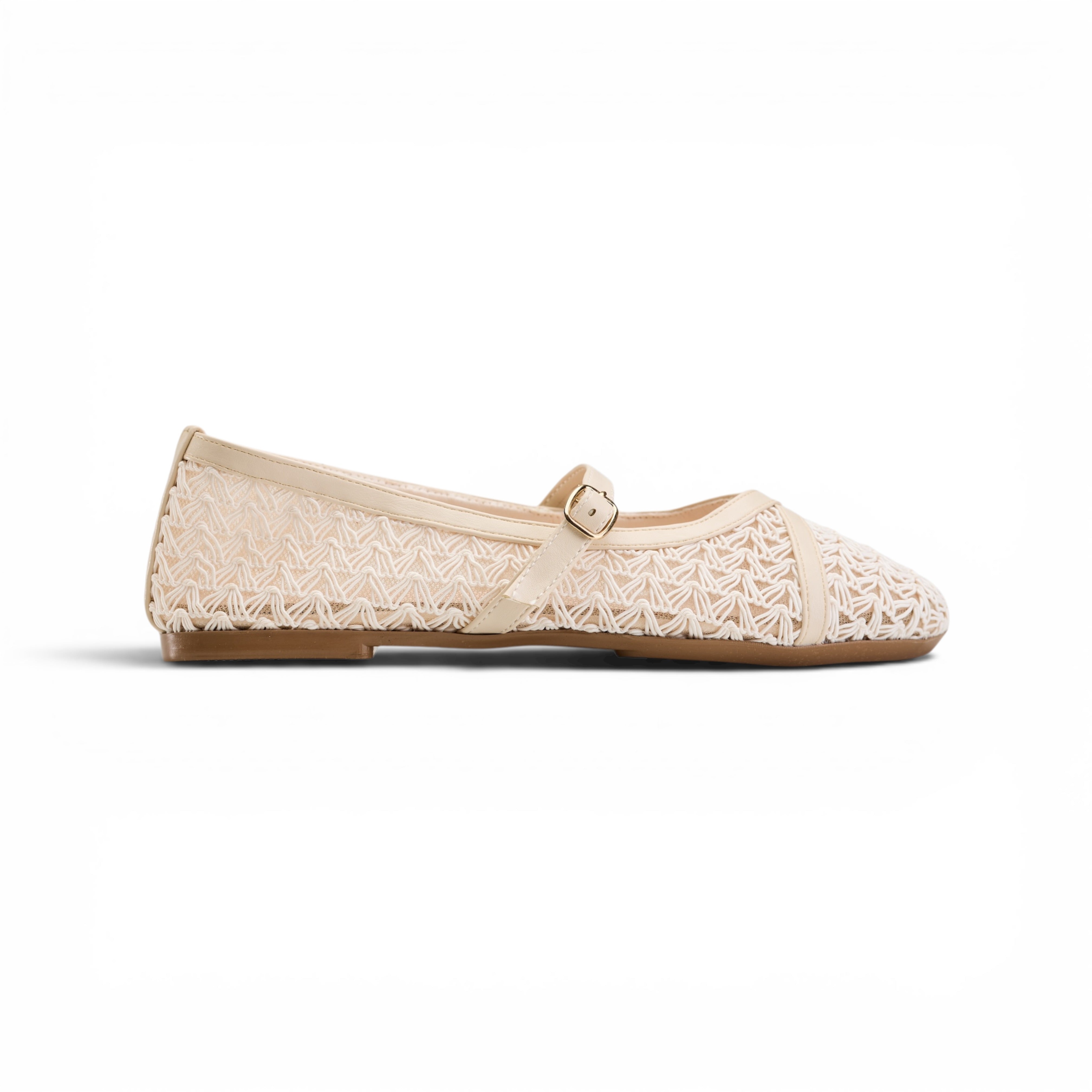 Beige Shimmer Mary Jane Ballet Flats
