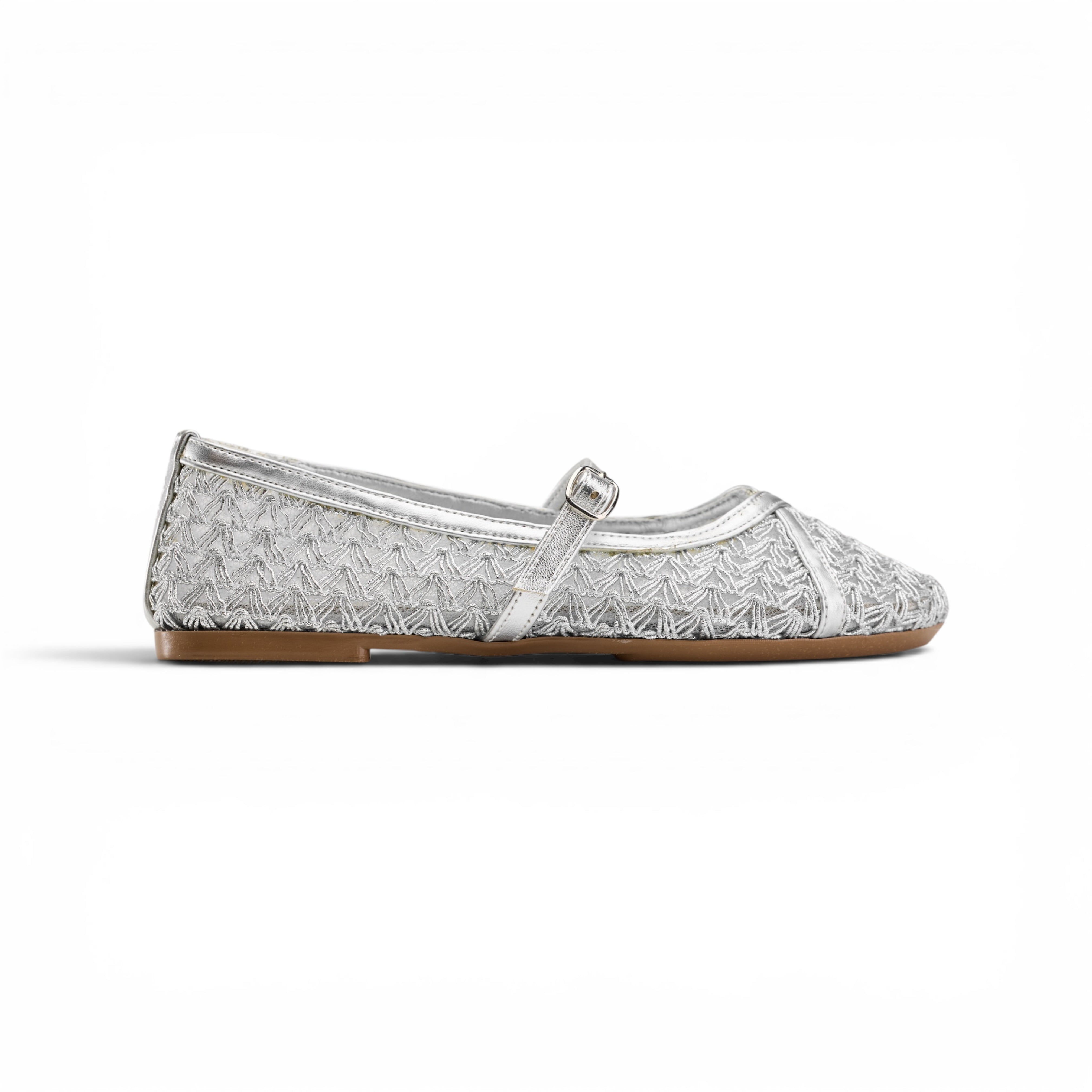 Silver Shimmer Mary Jane Ballet Flats