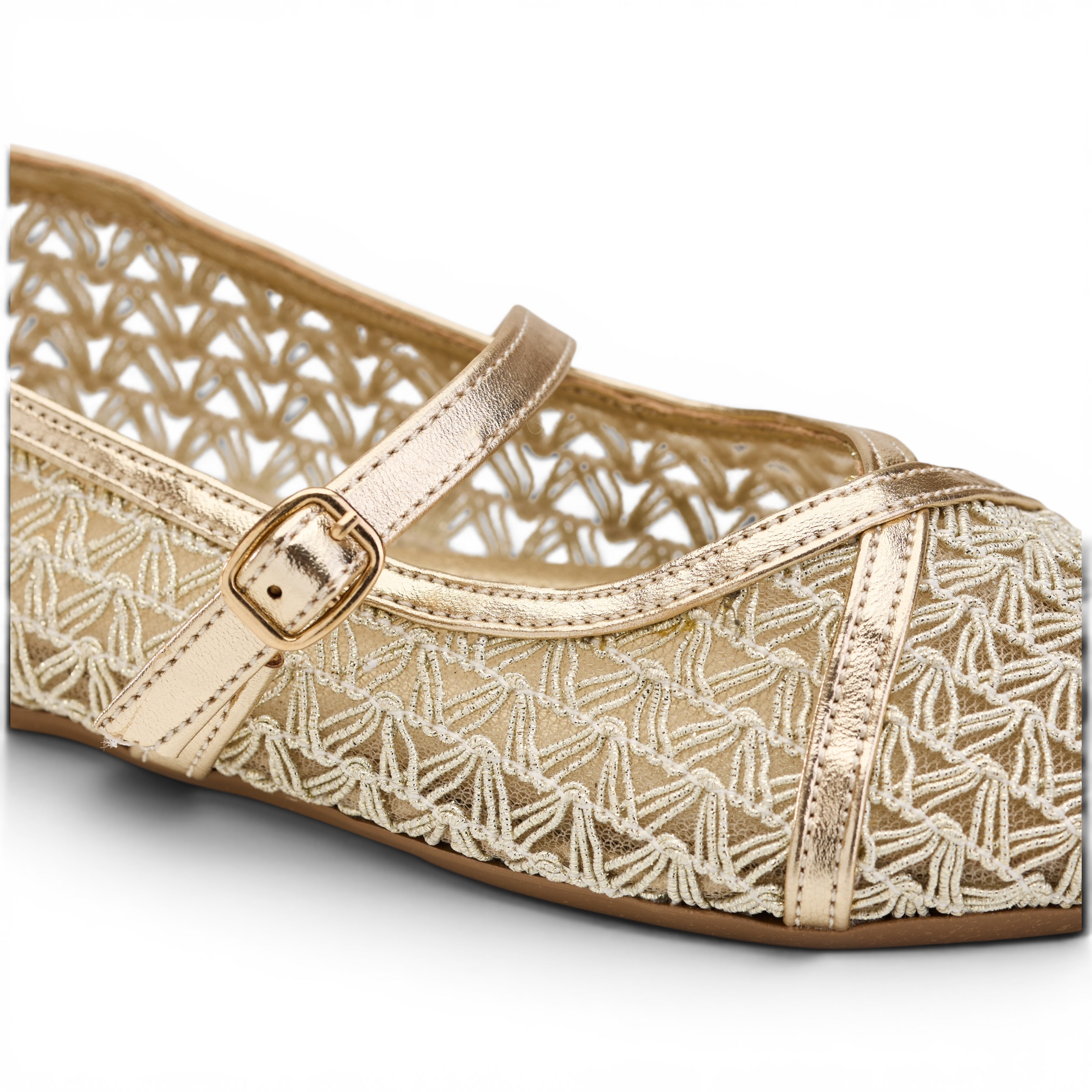 Gold Shimmer Mary Jane Ballet Flats