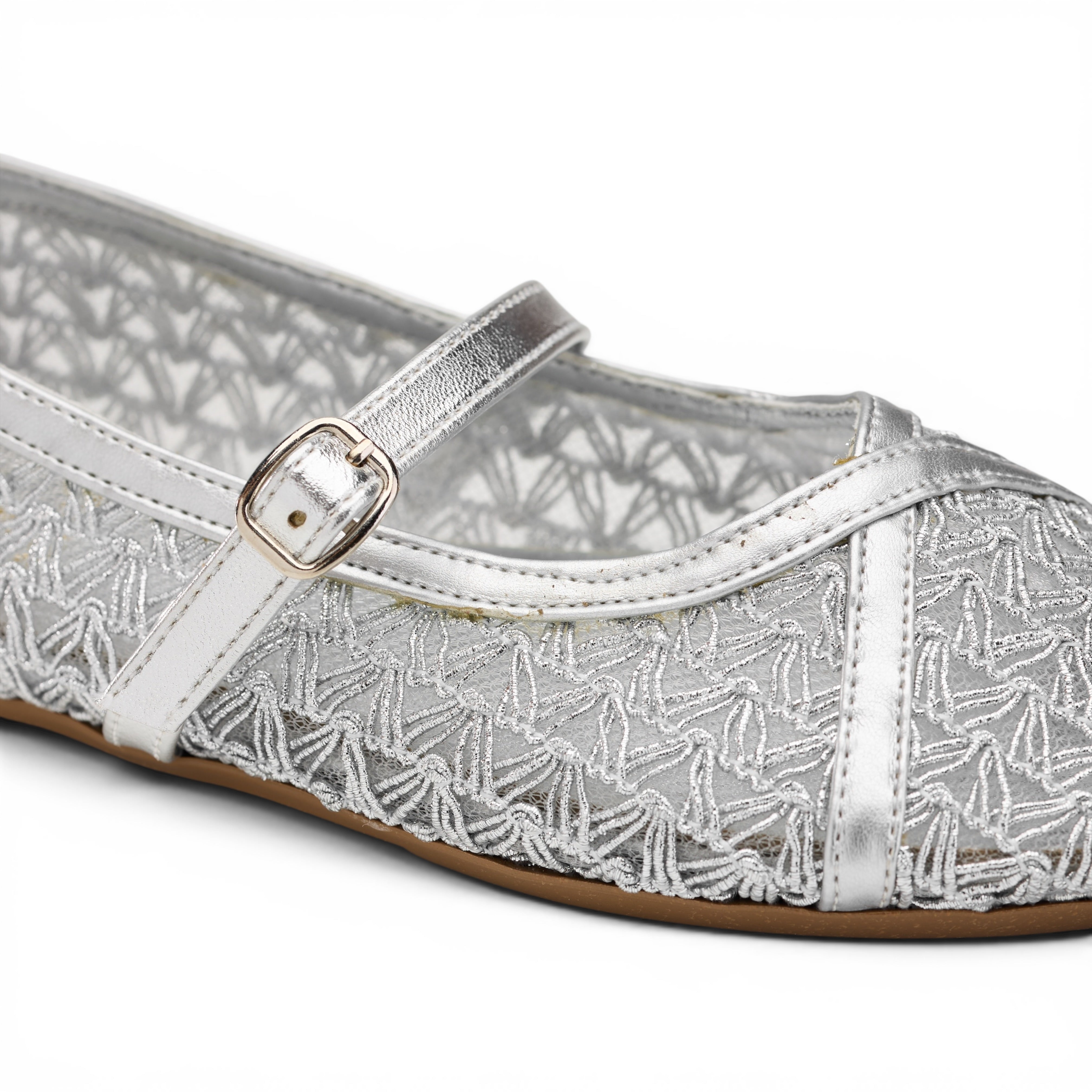 Silver Shimmer Mary Jane Ballet Flats