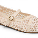 Beige Shimmer Mary Jane Ballet Flats