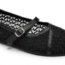 Black Shimmer Mary Jane Ballet Flats
